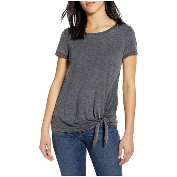 Caslon Gray Side Tie Burnout Tee Shirt Women’s Small NWT Casual Top - Picture 1 of 6